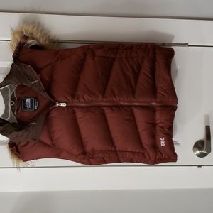 North Face Rust Vest with Detachable fur trim on hood - medium